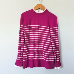 LOFT Fuchsia Pink Striped Sweater Size Small